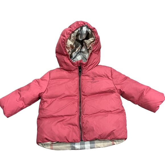 Burberry Baby London Check Pink Reversible Puffer Size 6 Months - Picture 2 of 9